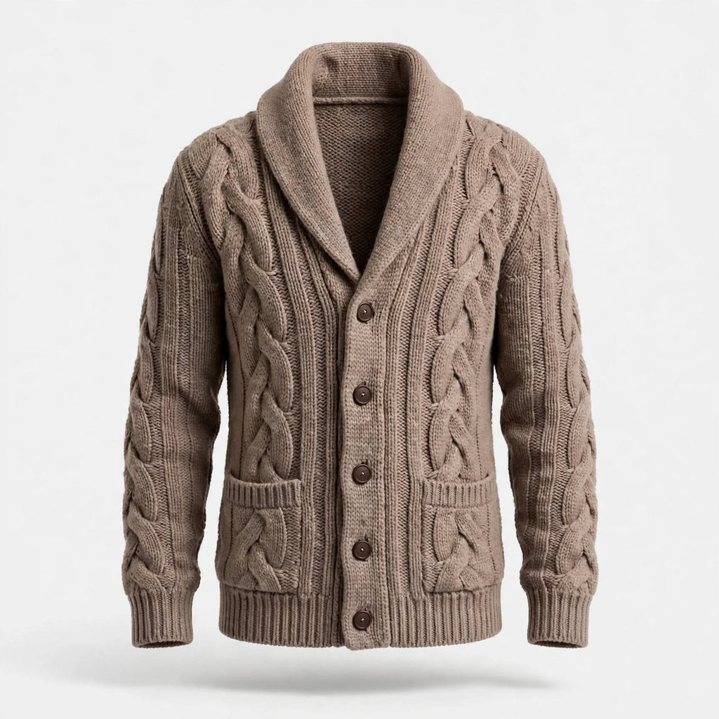 Harvey Latimer | Shawl Collar Cable Knit Sweater