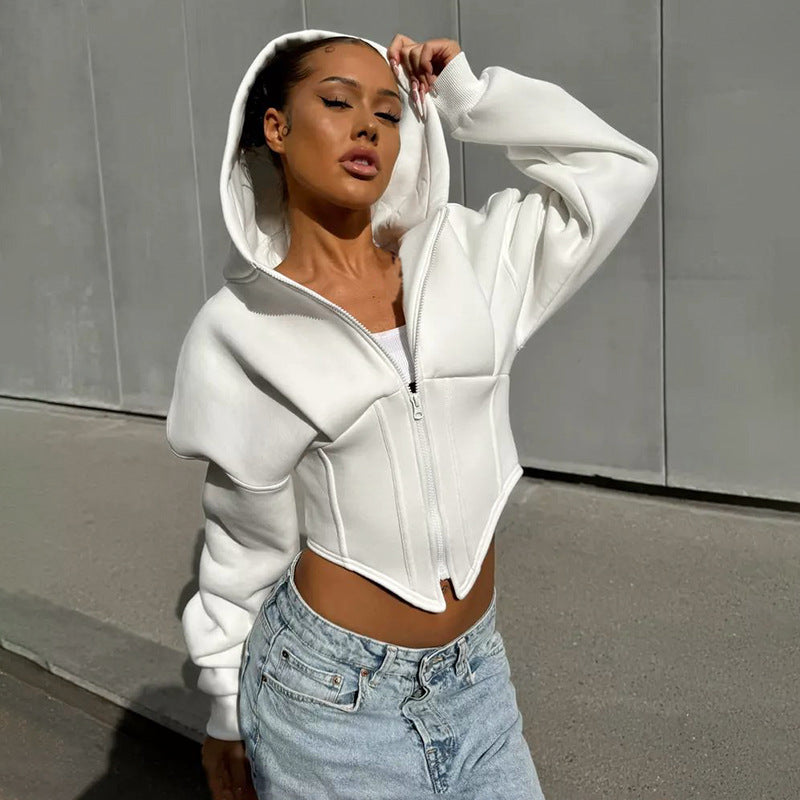 Poppy Fenchurch | White Cropped Corset Hoodie