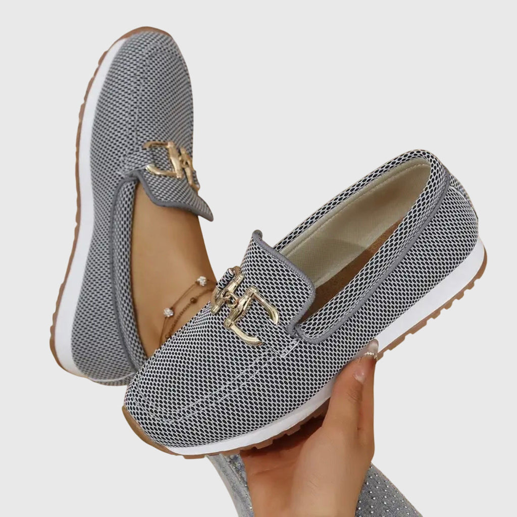 Poppy Merrick | Knit Horsebit Loafers with Gold Hardware