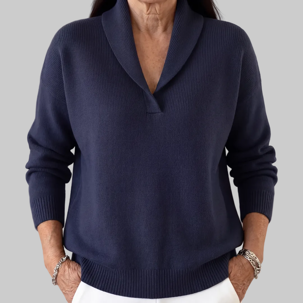 Relaxed Fit Shawl Collar Knit Jumper