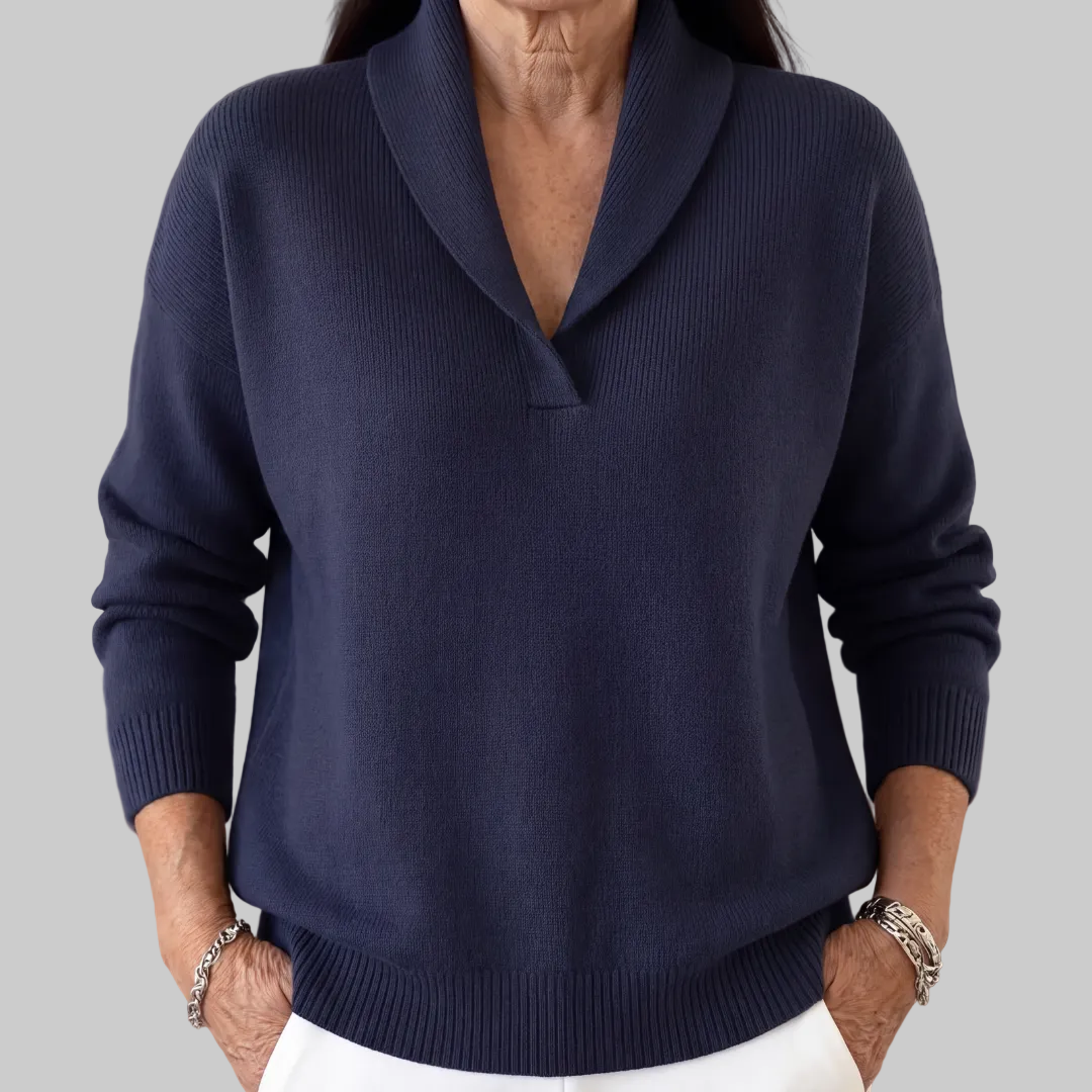 Relaxed Fit Shawl Collar Knit Jumper