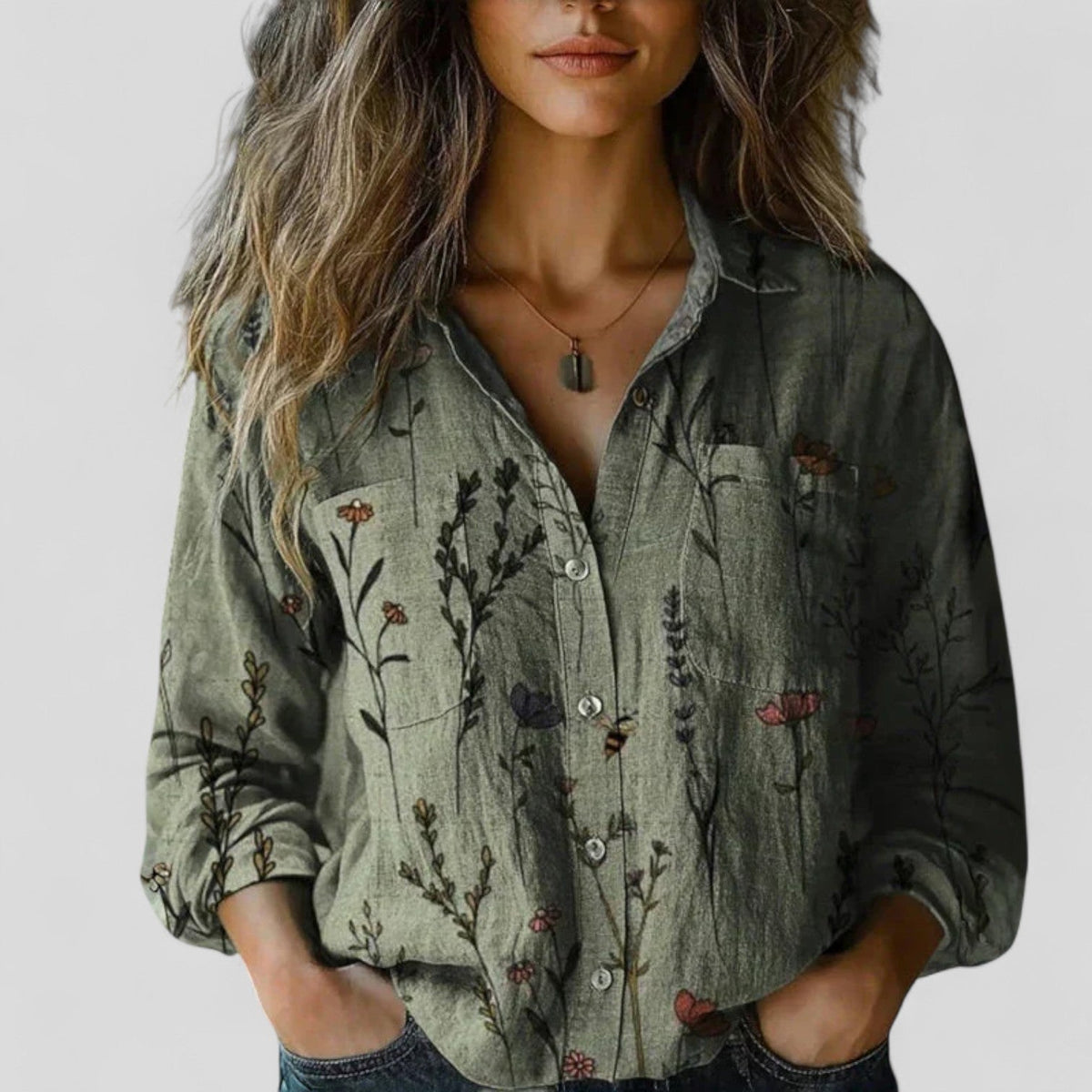 Constance Marlowe | Colour-Block Floral Patchwork Blouse