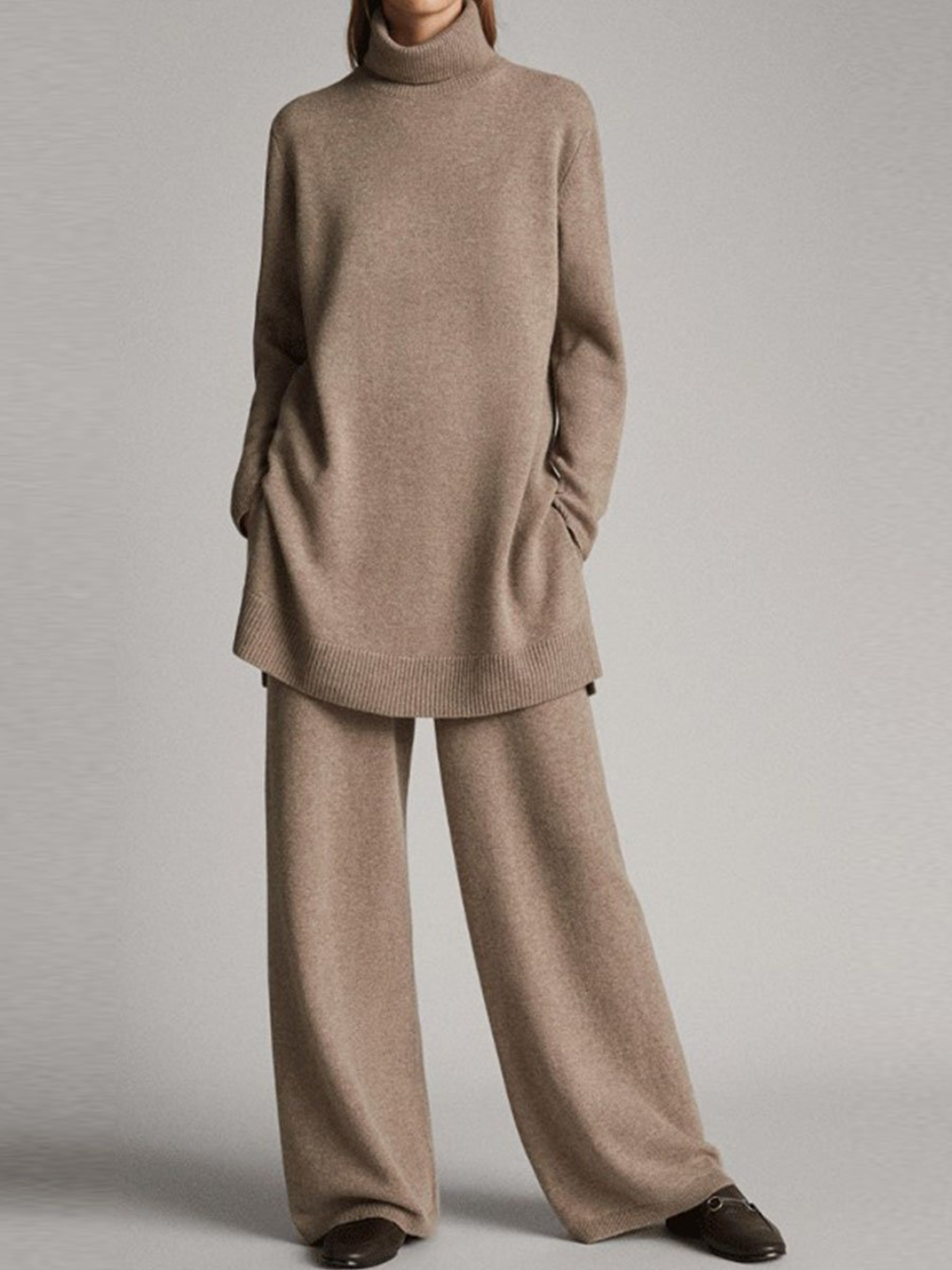 Florence Attwood | Blue Turtleneck Sweater Two-Piece Set