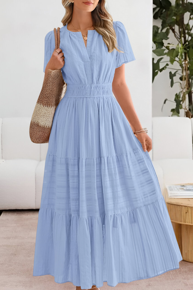 Freya Dunmore | Cotton Tiered Maxi Dress With Flutter Sleeves
