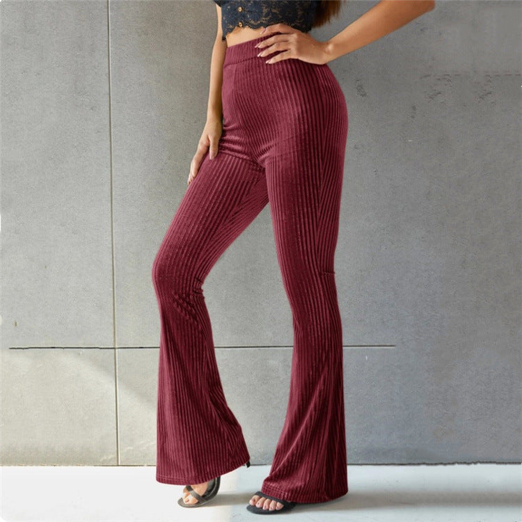 Isla Thompson | Velvet Ribbed High-Waist Flare Trousers