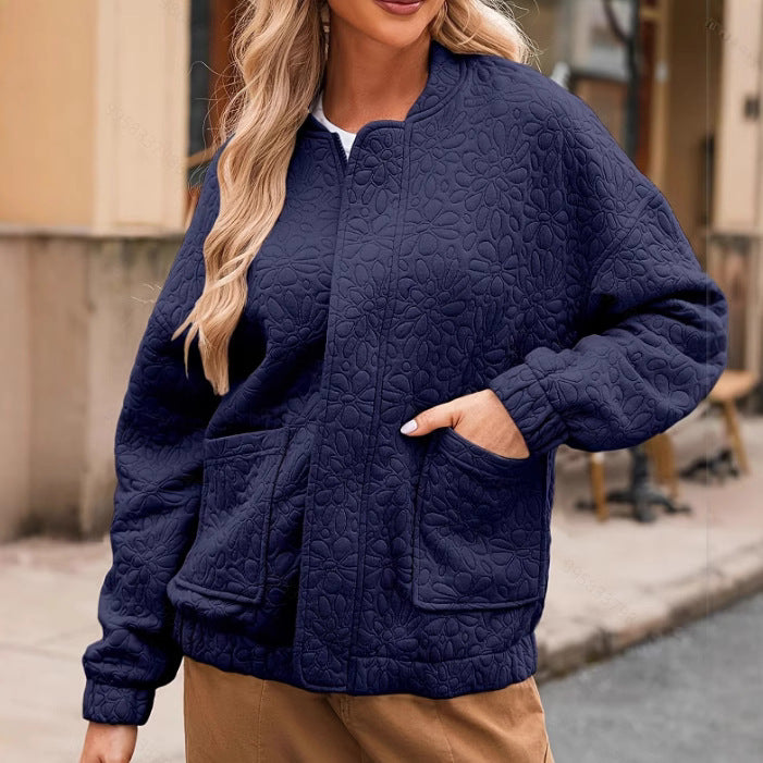 Arabella Robinson | Quilted Textured Zip-Up Jacket for Women
