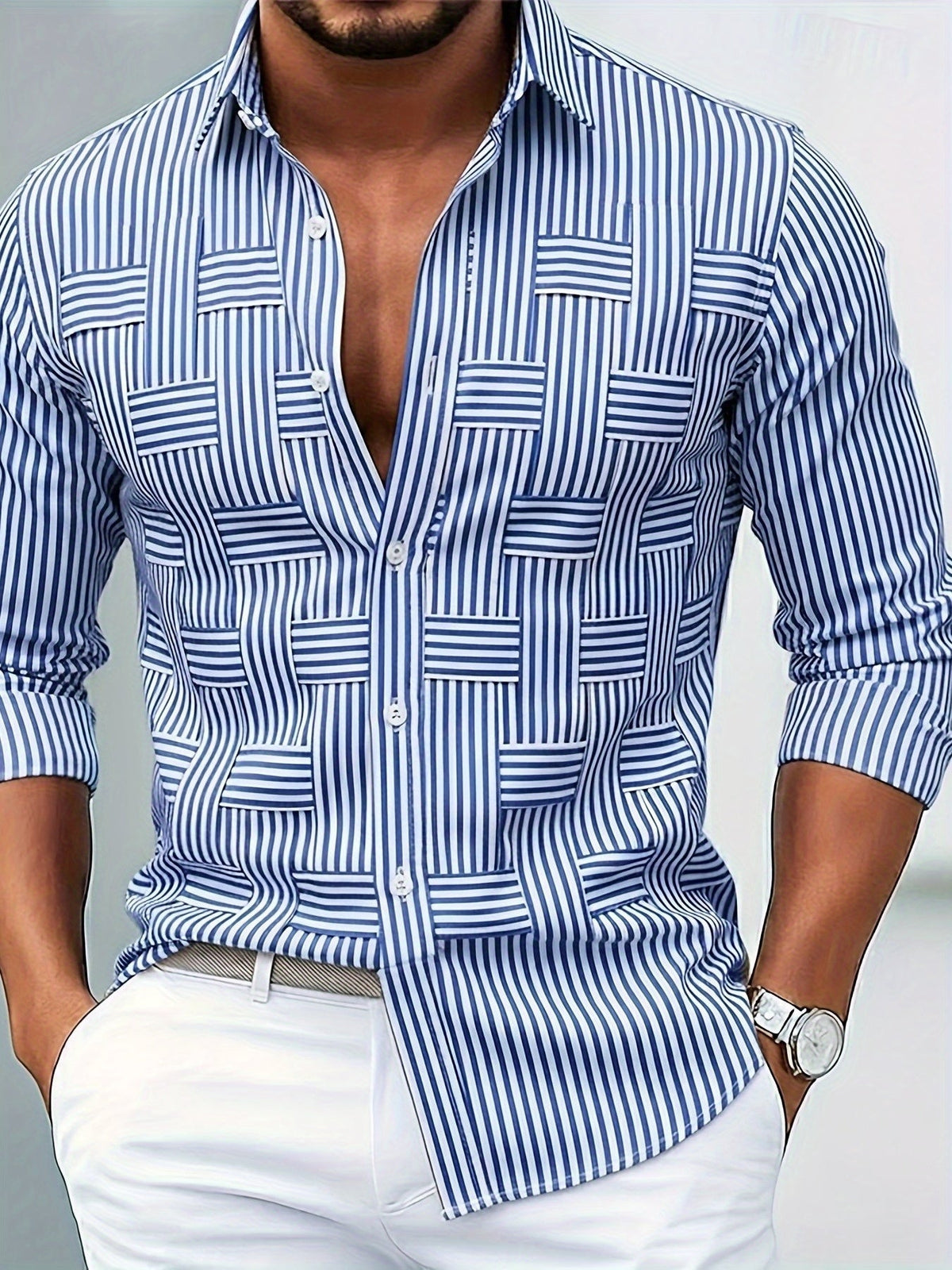 Thomas Redgrave | Striped Long Sleeve Shirt for Men