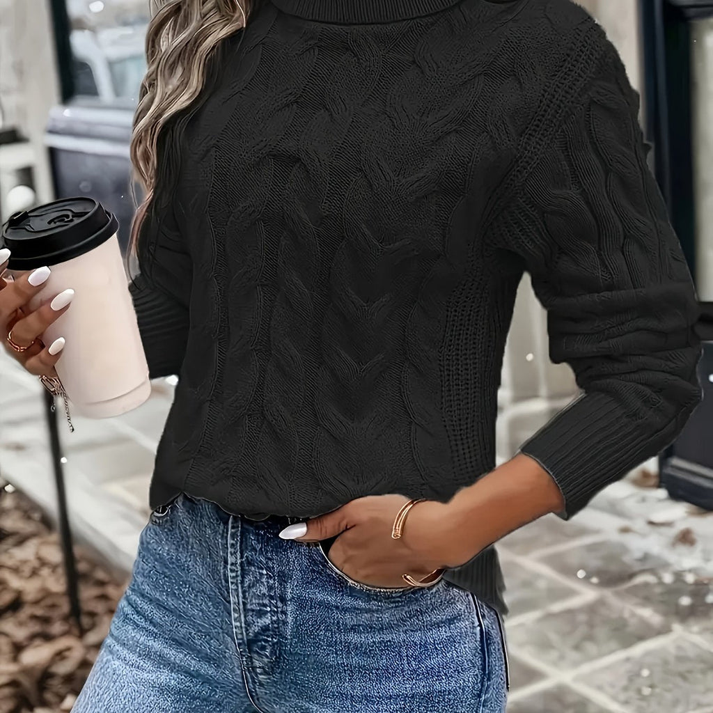 Kirsty Whitmore | Cozy Cable-Knit Turtleneck Sweater