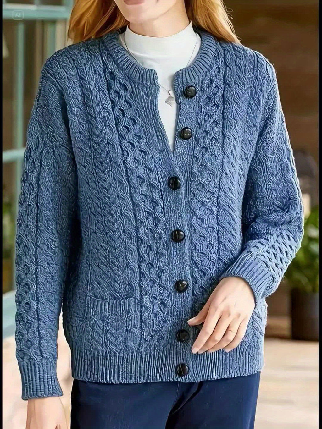 Annabel Winterbourne | Textured Button-Front Cardigan