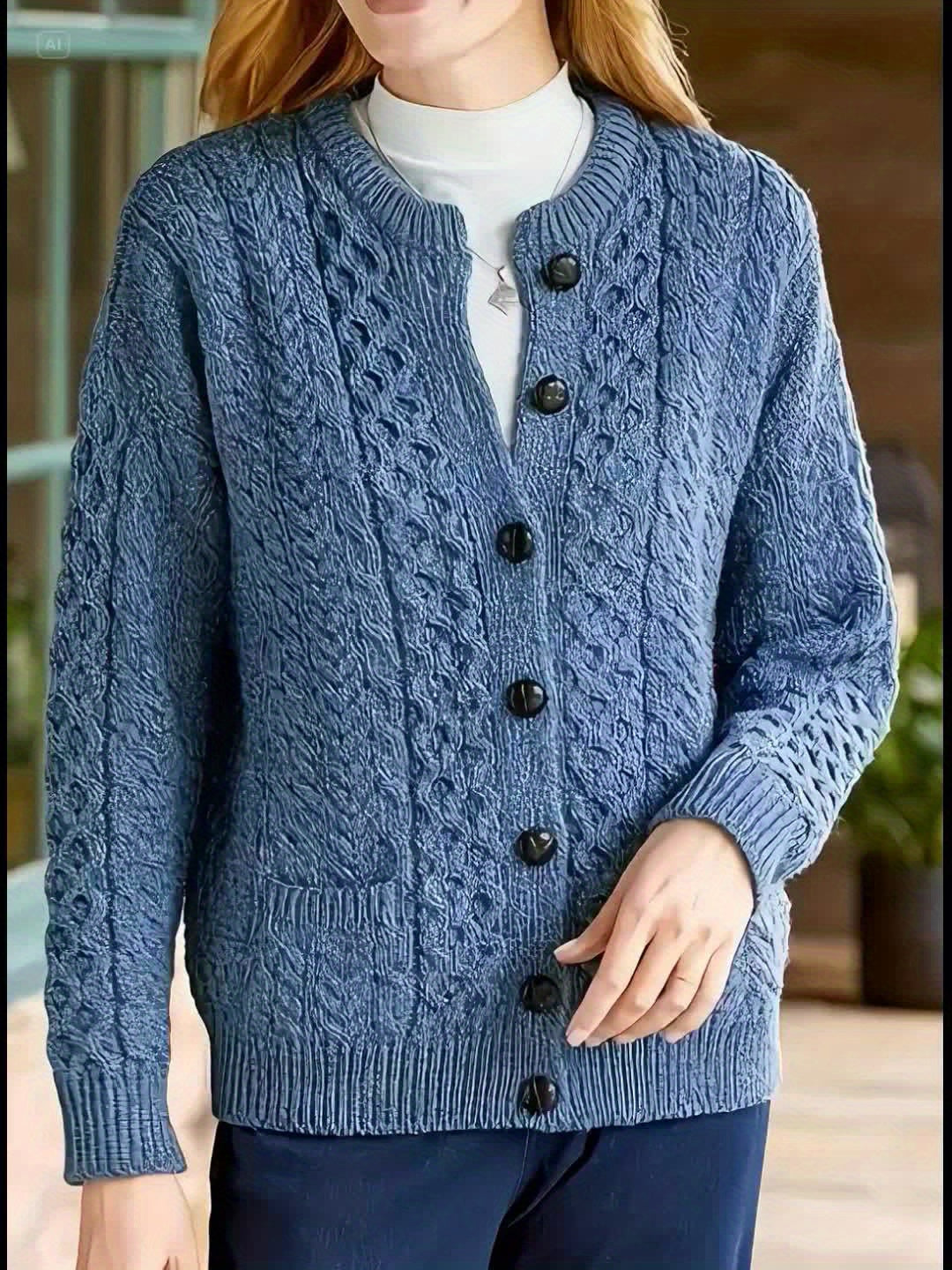 Annabel Winterbourne | Textured Button-Front Cardigan
