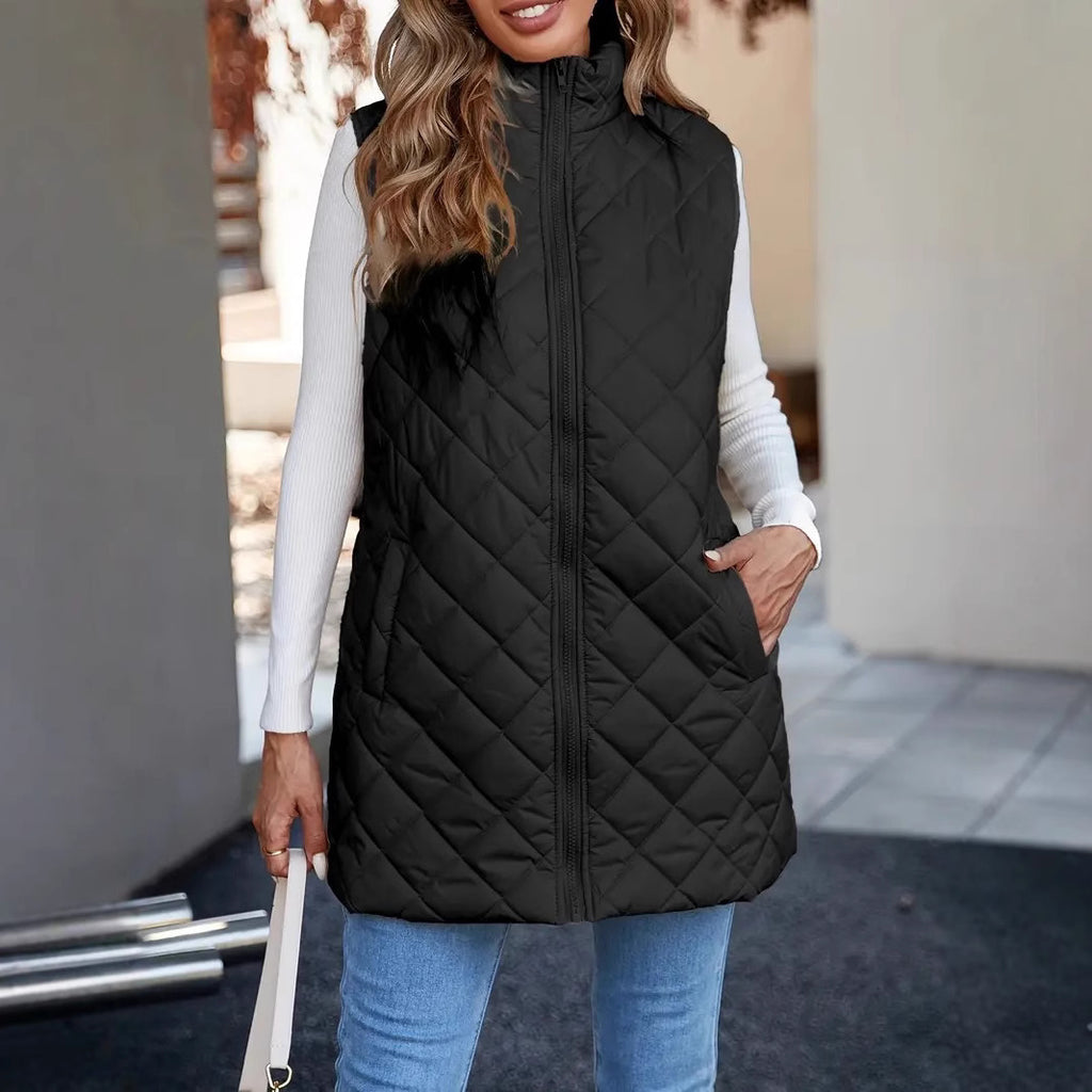 Penelope Scott | Quilted Longline Zip-Up Gilet