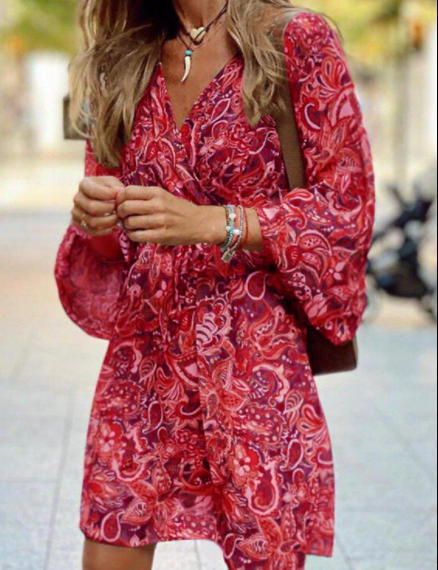 Rowena Colebrook | Paisley Print Bell Sleeve Wrap Dress