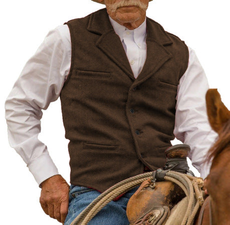 Percy Holloway | Herringbone Wool Slim-Fit Vest for Men