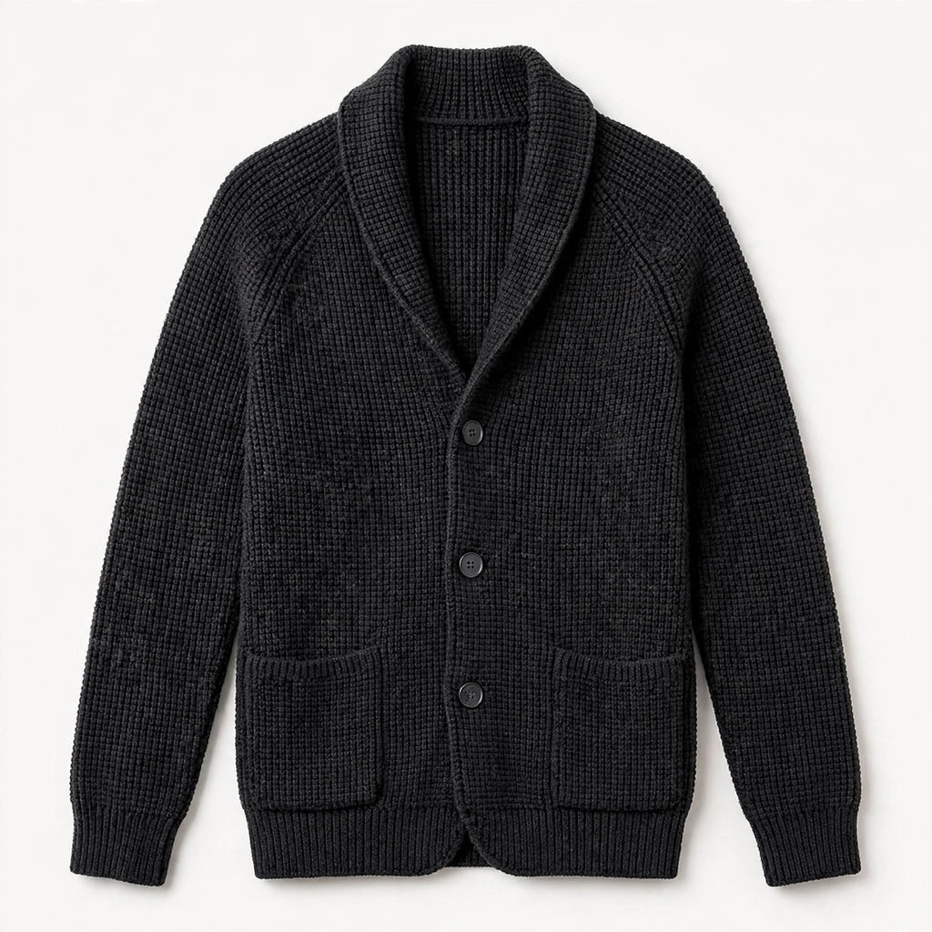 Elias Thornbury | Chunky Knit Button-Up Cardigan in Navy