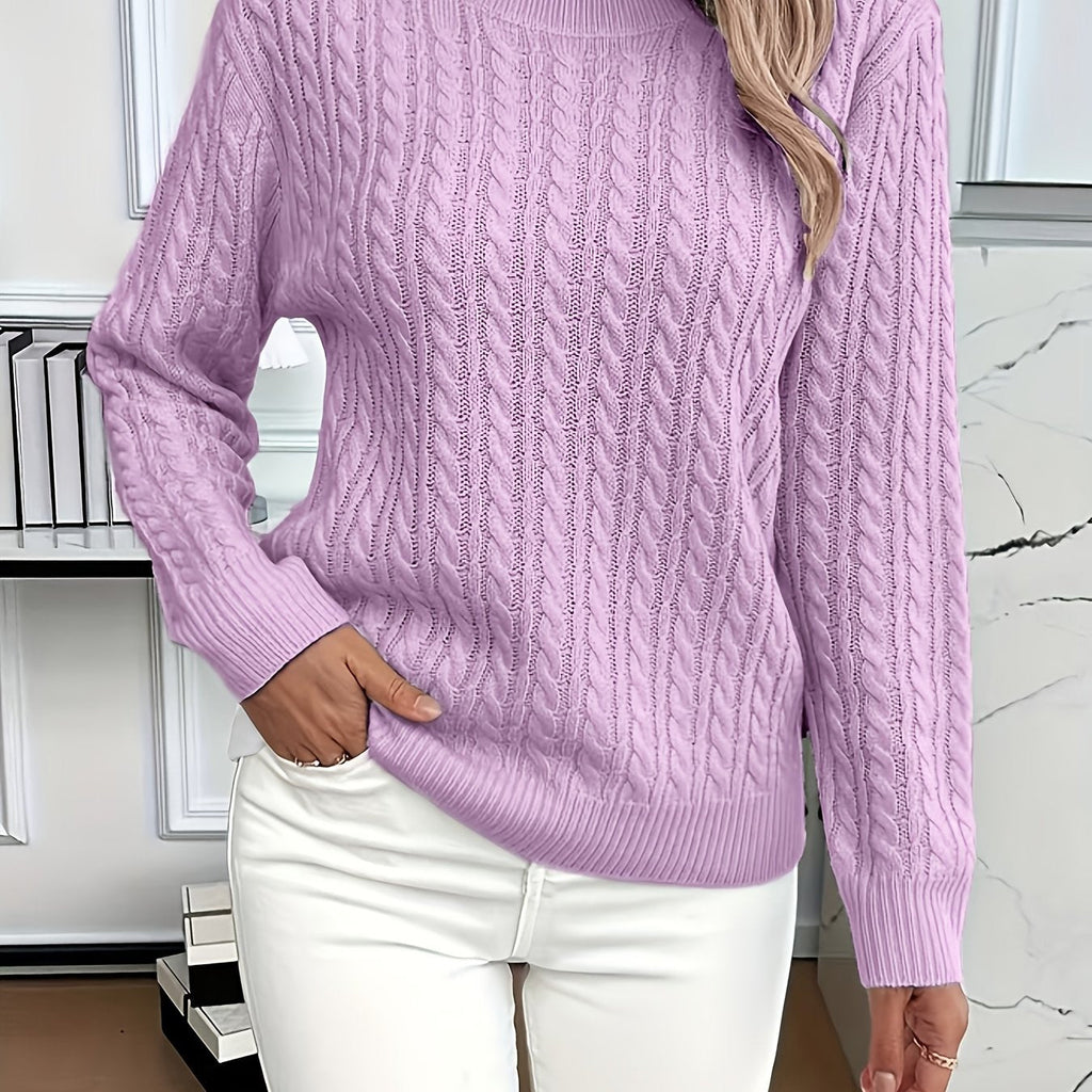 Millicent Hall | Cable-Knit Round Neck Sweater