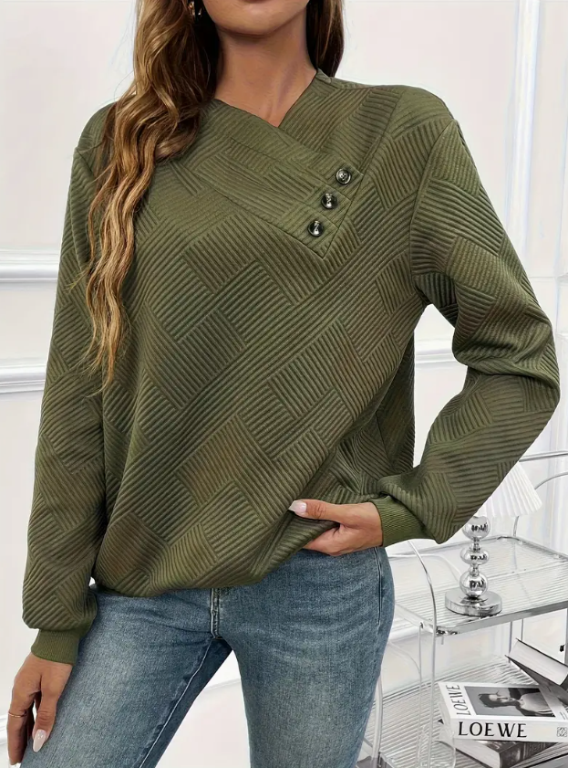Harriet Thorne | Asymmetric Button-Front Sweatshirt for Women