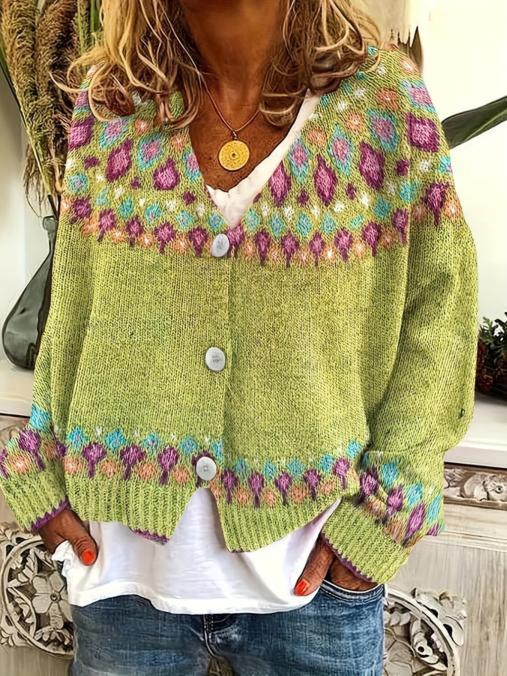 Rhiannon Williams | Nordic Patterned Knit Cardigan