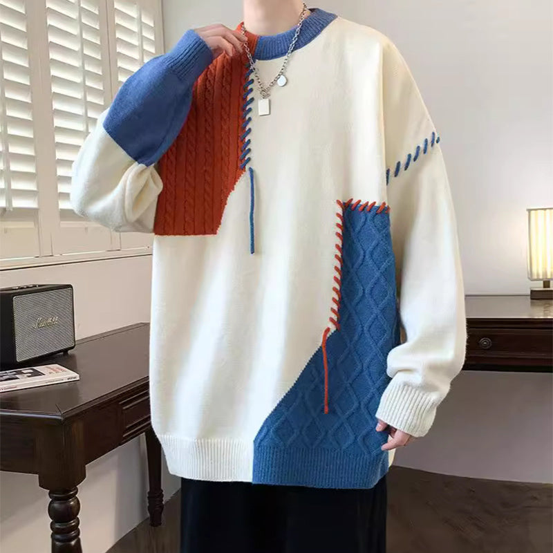 Frederick Lawson | Patchwork Cable-Knit Crew Neck Sweater
