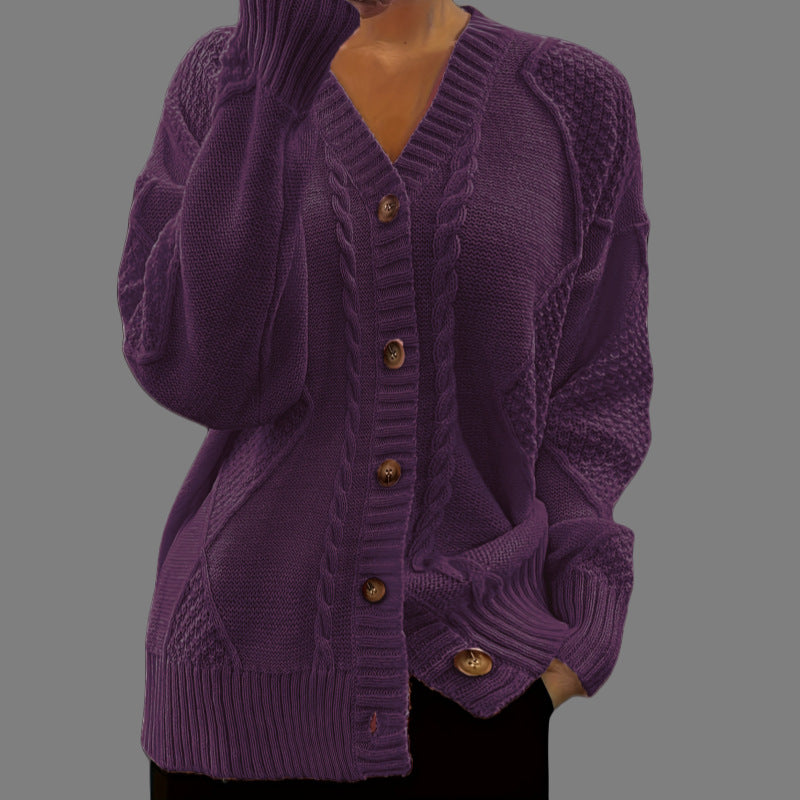 Poppy Griffiths | Pink Cable-Knit Button-Up Cardigan