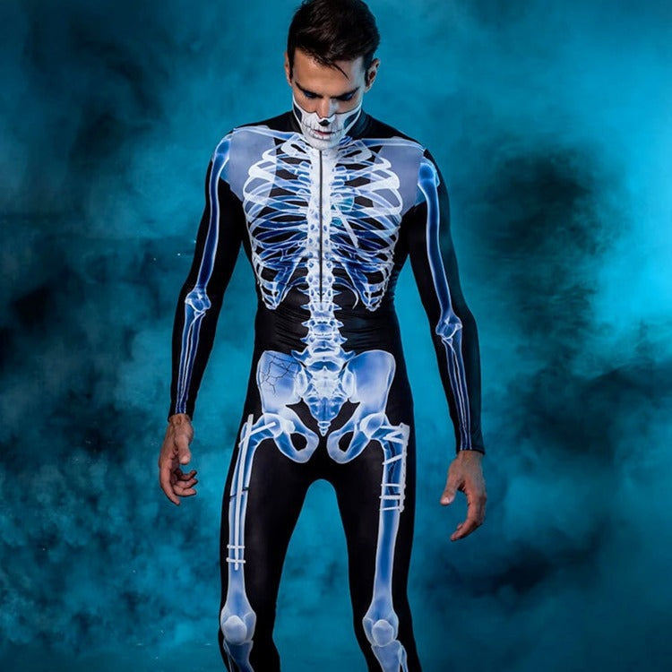 Edmund Thorpe | Skeleton Print Catsuit Halloween Costume For Men
