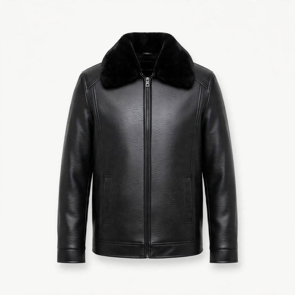 Edward Pratt | Leather Jacket with Faux Fur Collar