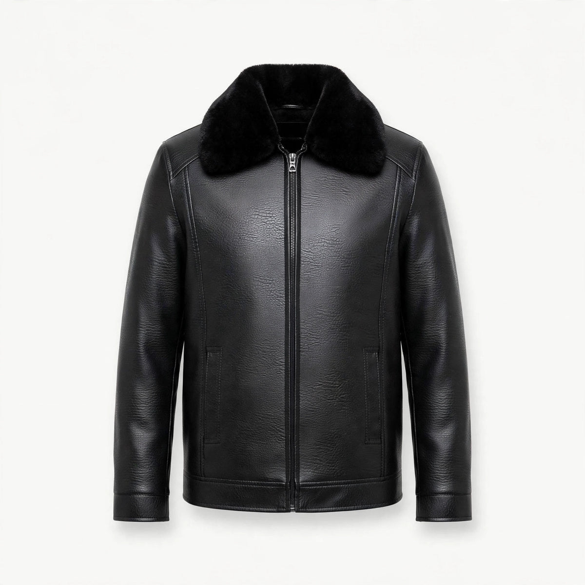 Edward Pratt | Leather Jacket with Faux Fur Collar