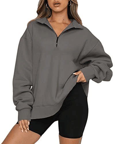 Eliza Sutcliffe | Blue Oversized Zip Collar Sweatshirt