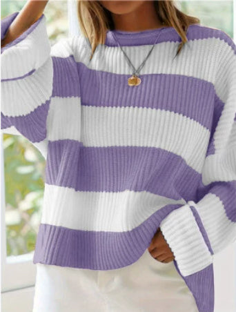 Lily Forsythe | Striped Batwing Sleeve Knit Jumper