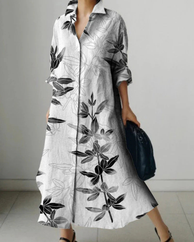 Millicent Sheridan | Floral Print Midi Shirt Dress