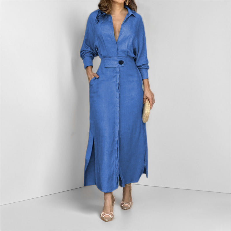 Imogen Barrowclough | Linen Maxi Dress With Tie-Waist Belt
