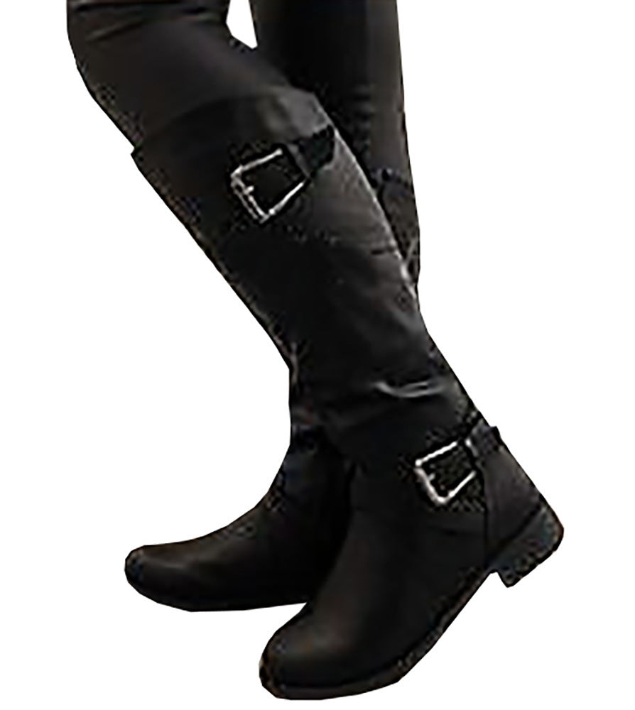 Harriet Kingsley | Brown Leather Buckle Knee-High Boots