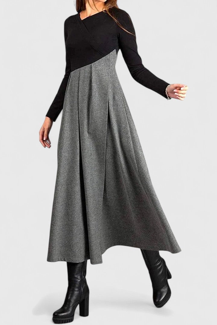 Emmeline Cross | Wool-Blend Colour-Block Maxi Dress
