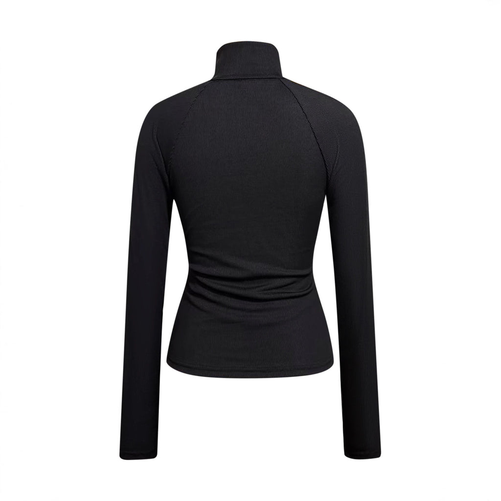 Aoife Sullivan | Ribbed Knit Zip-Neck Slim Fit Top