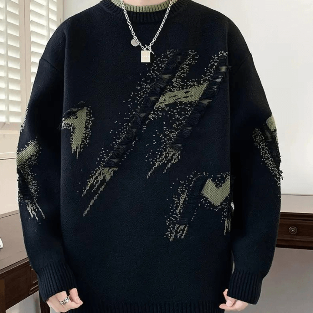 Nathaniel Sinclair | Distressed Knit Crew Neck Sweater For Men