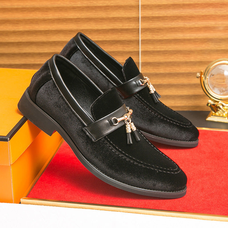 Percy Danvers | Suede Tassel Loafers With Gold Buckle