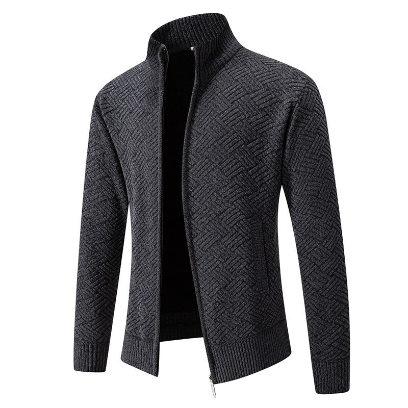 Clive Bramwell | Textured Zip-Up Sweater With Stand Collar