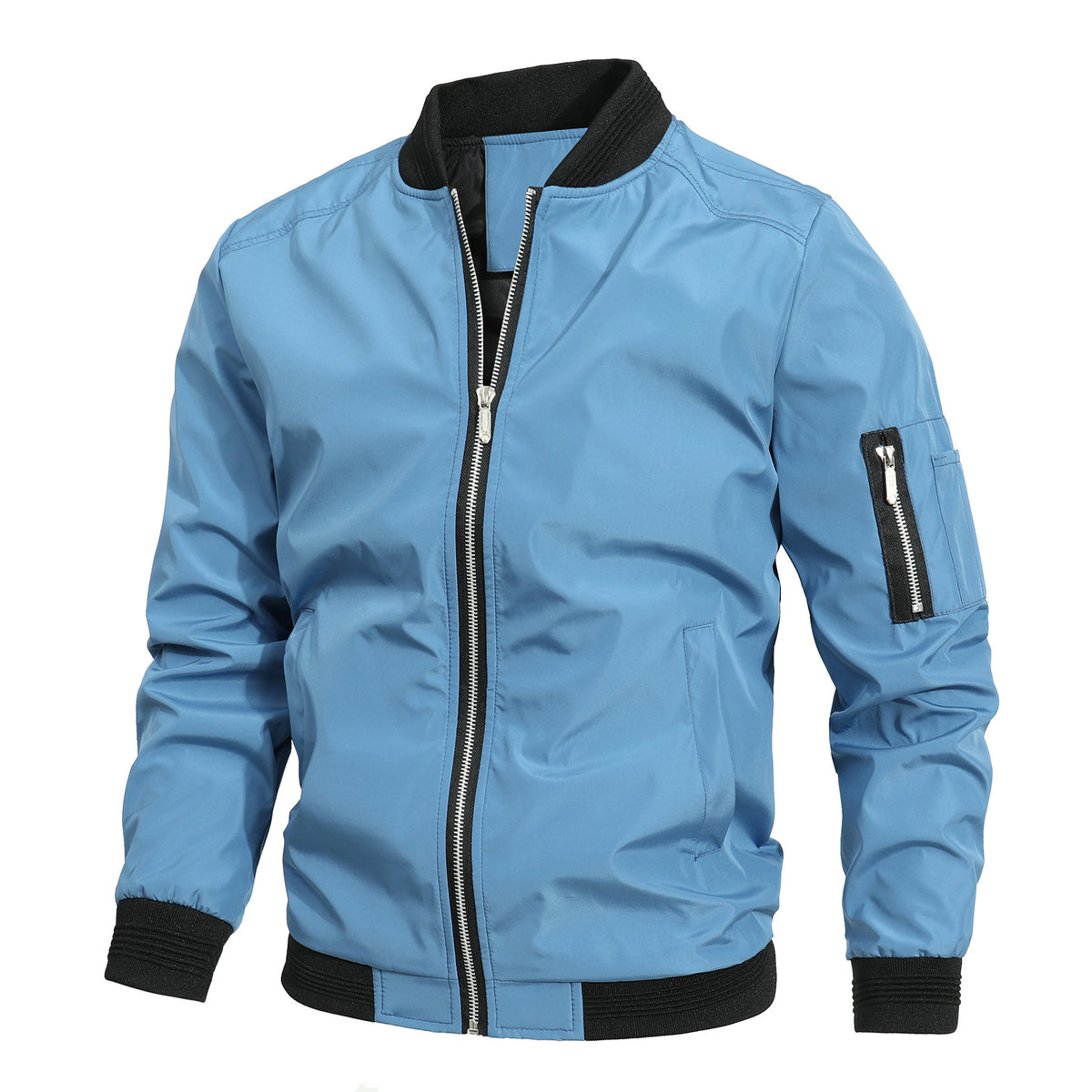 Gareth Blackwood | Olive Bomber Mens Jacket with Ribbed Detailing