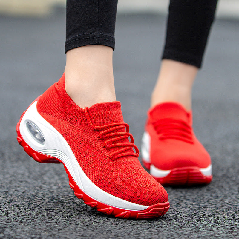 Nadia Ferris | Yellow Knit Platform Sneakers With Air Cushion Sole