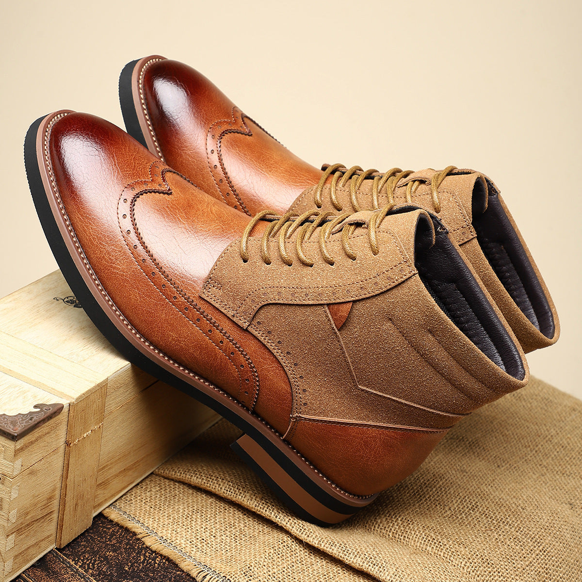 Ellis Cardew | Suede-Panelled Wingtip Brogue Boots