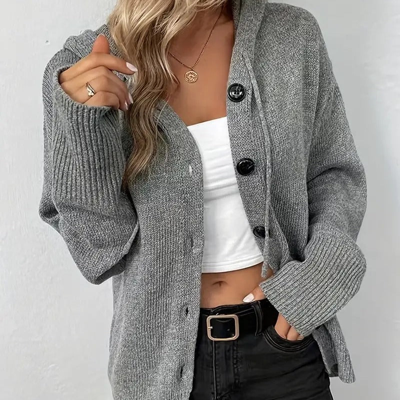 Rowena Ashfield | Hooded Single-Breasted Knit Cardigan