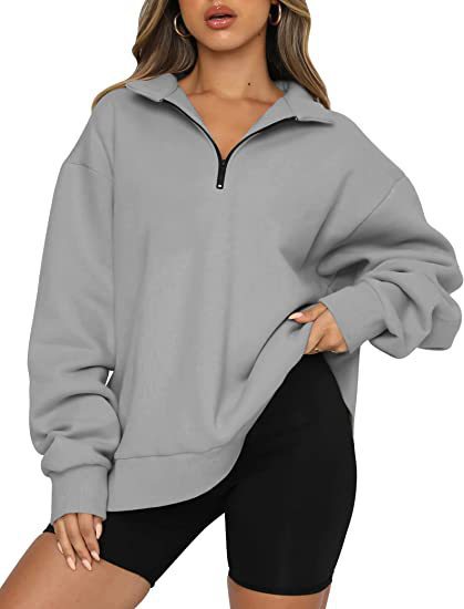 Eliza Sutcliffe | Blue Oversized Zip Collar Sweatshirt