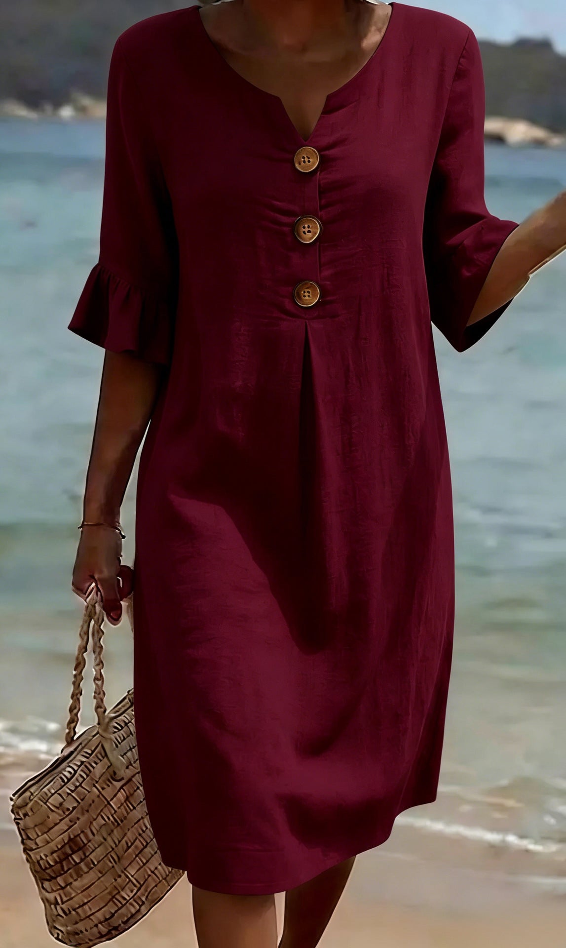 Amelia Whitmore | Casual Button Midi Dress For Women
