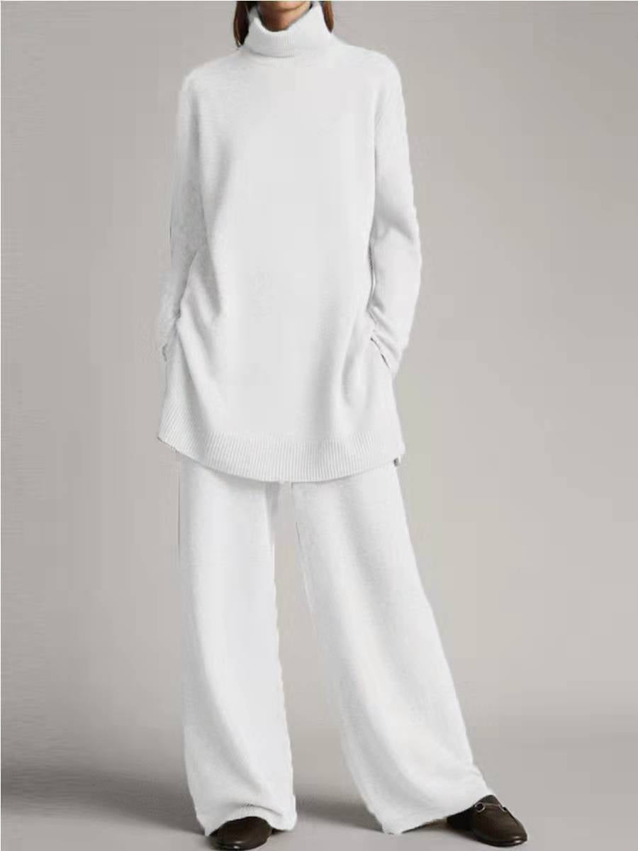 Matilda Lewis | Turtleneck Knit Sweater & Wide-Leg Trousers Set