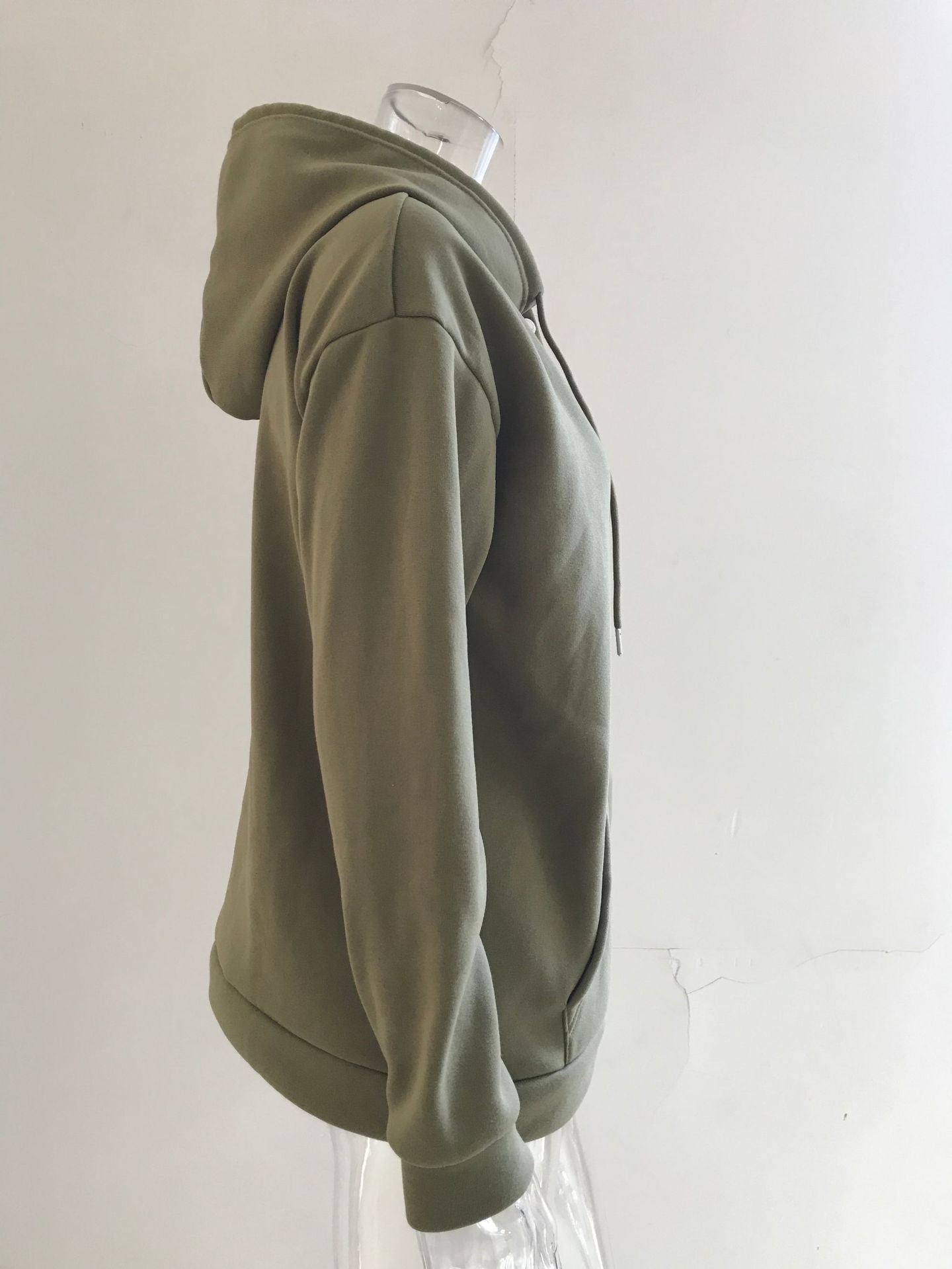 Hattie Marsh | Blue Hooded Button Drawstring Sweatshirt For Women