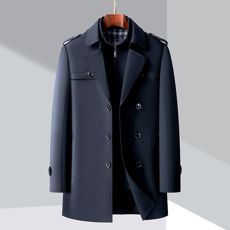 Miles Kingsley | Navy Double-Breasted Trench Coat