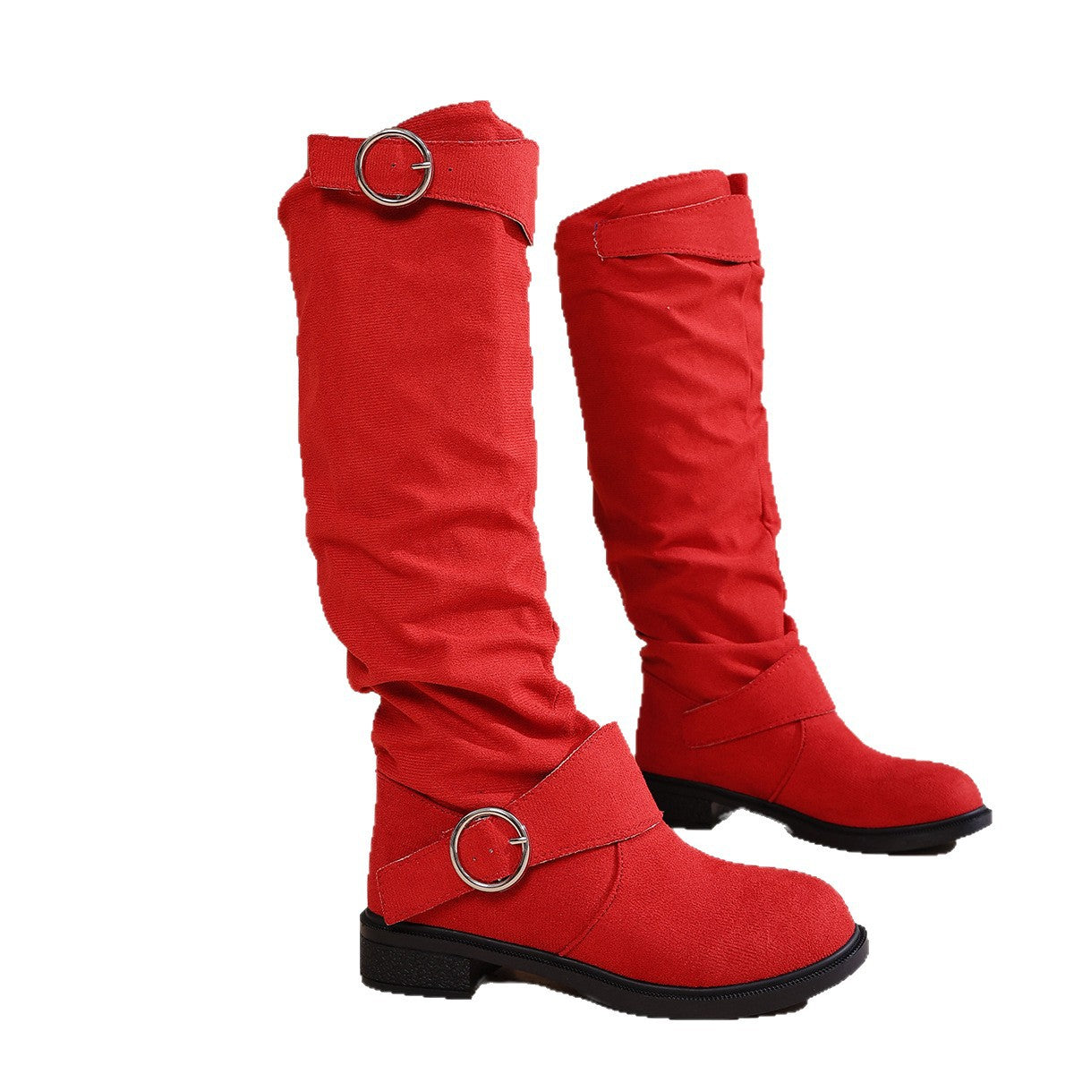 Rosalind Chappell | Suede Knee-High Boots With Buckle Detail