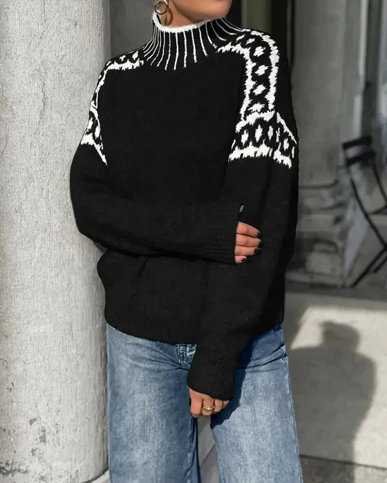 Poppy Ashcroft | Cozy Patterned Turtleneck Sweater