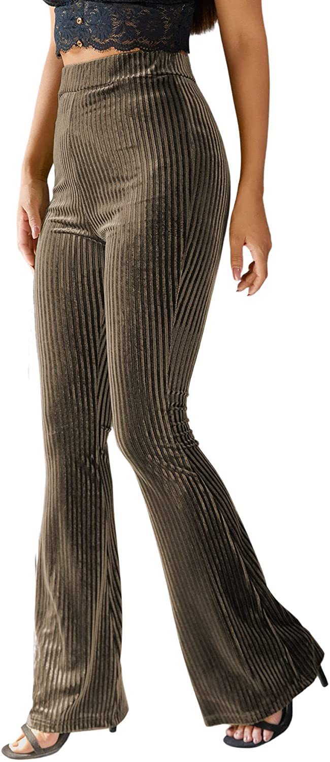 Isla Thompson | Velvet Ribbed High-Waist Flare Trousers