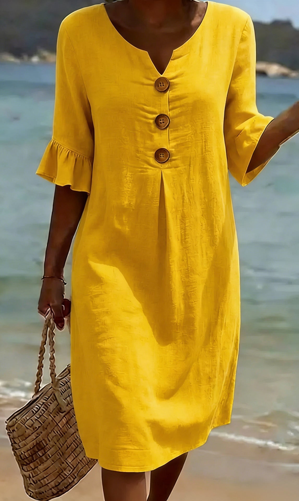 Amelia Whitmore | Casual Button Midi Dress For Women