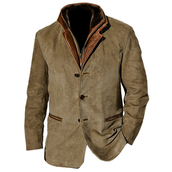 Nigel Pemberton | Suede-Look Mens Jacket With Contrast Trim